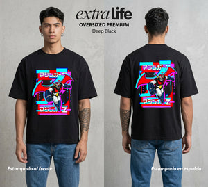 El Coloso de Acero | El Poder del Acero #02365 - Playera Oversized Premium | Deep Black - Foto en modelo