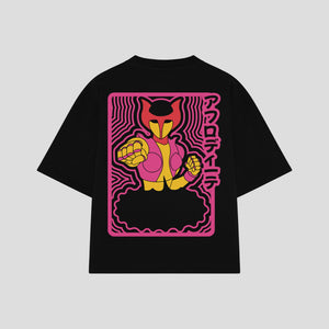 Playera streetwear premium de anime y gaming ExtraLife MX, corte oversized drop shoulder ligero y fresco en color Deep Black y Off-White, moda urbana mexicana de culto.