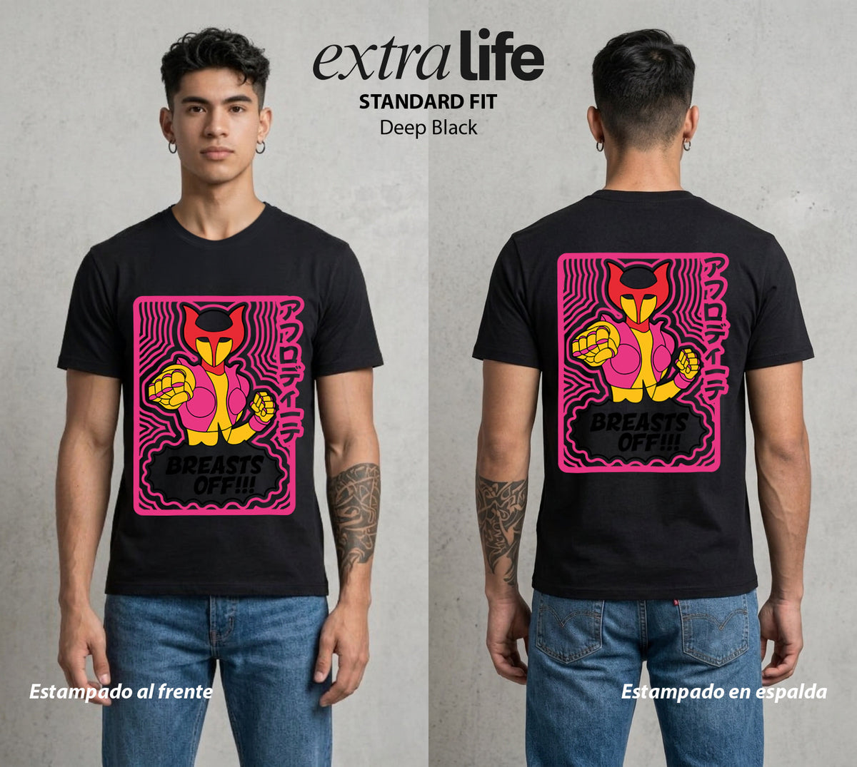 El Coloso de Acero | La Diosa de Acero #02366 - Playera Classic Premium | Deep Black - Foto en modelo