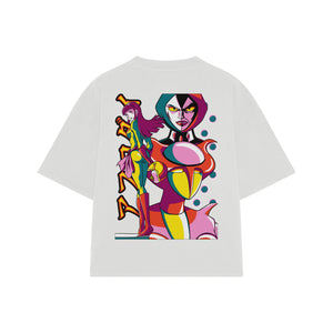 Playera streetwear premium de anime y gaming ExtraLife MX, corte oversized drop shoulder ligero y fresco en color Deep Black y Off-White, moda urbana mexicana de culto.
