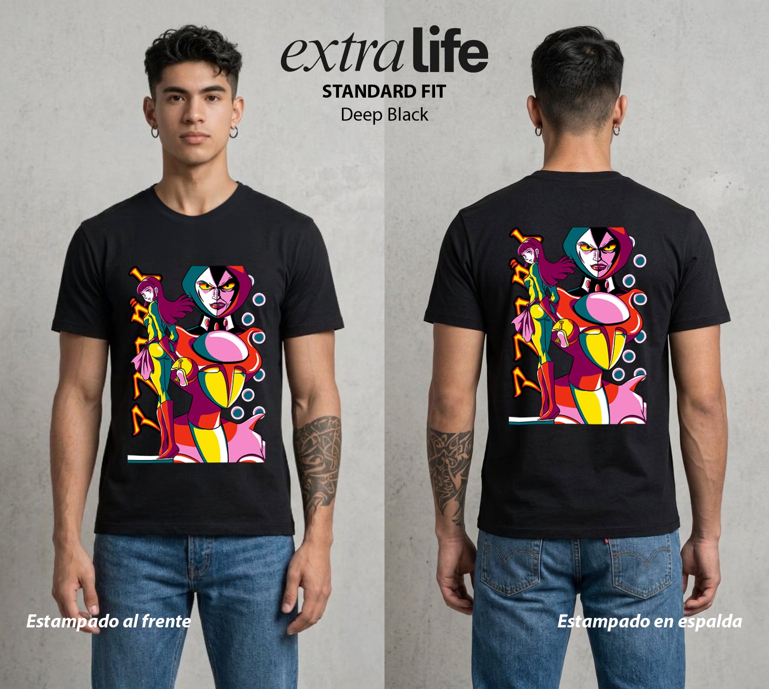 El Coloso de Acero | La Diosa de Acero #02368 - Playera Standard Fit | Deep Black - Foto en modelo