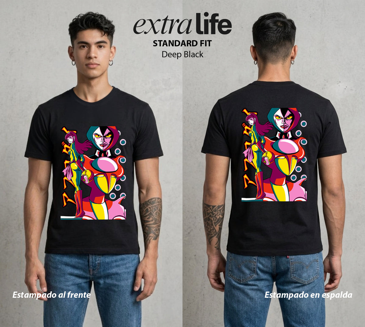El Coloso de Acero | La Diosa de Acero #02368 - Playera Classic Premium | Deep Black - Foto en modelo