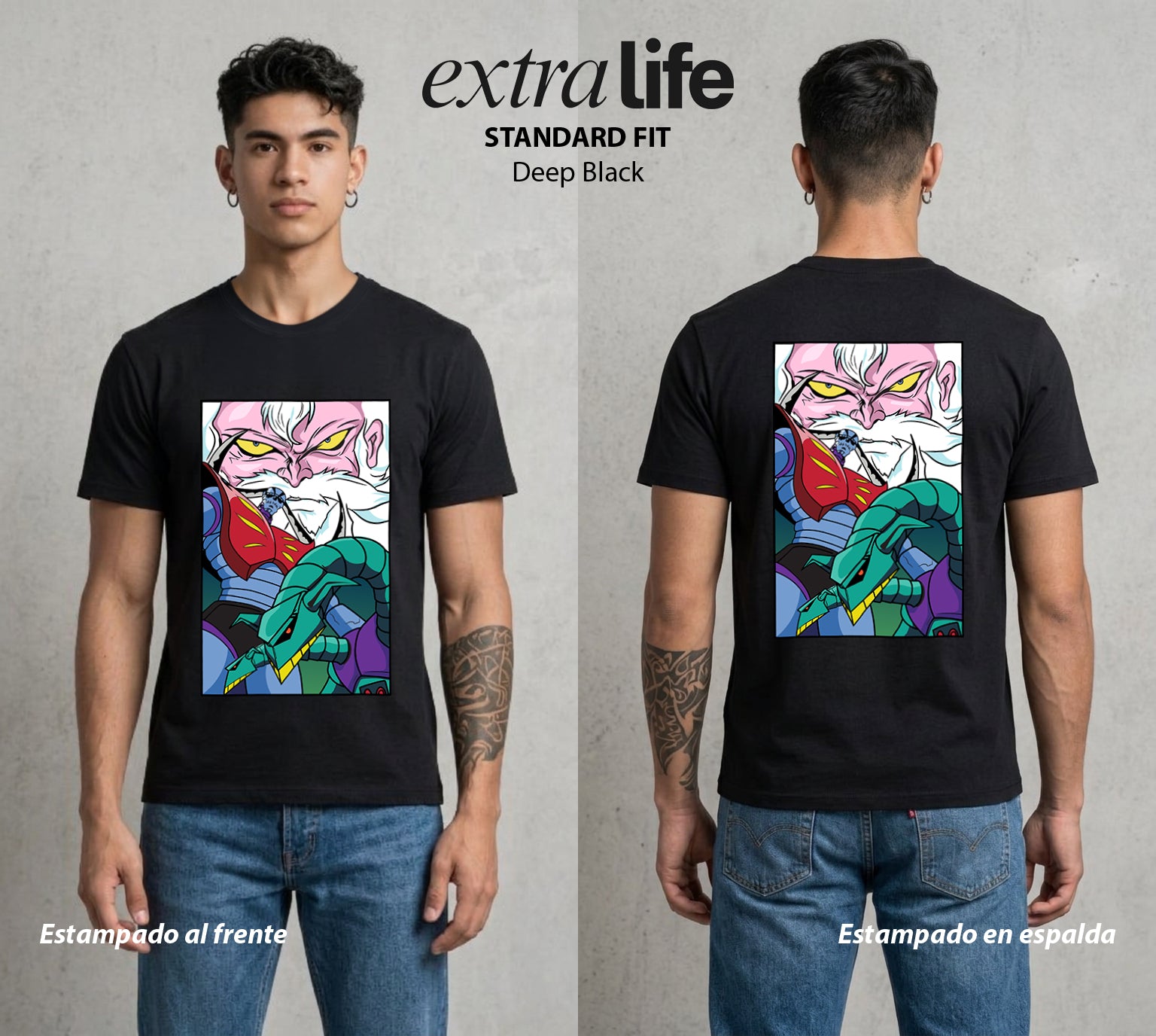El Coloso de Acero | El Doctor del Mal #02369 - Playera Standard Fit | Deep Black - Foto en modelo