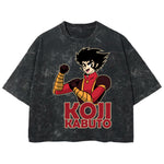 Playera streetwear premium de anime y gaming ExtraLife MX, corte boxy deluxe mineral wash heavyweight en color Acid Wash, moda urbana mexicana de culto.