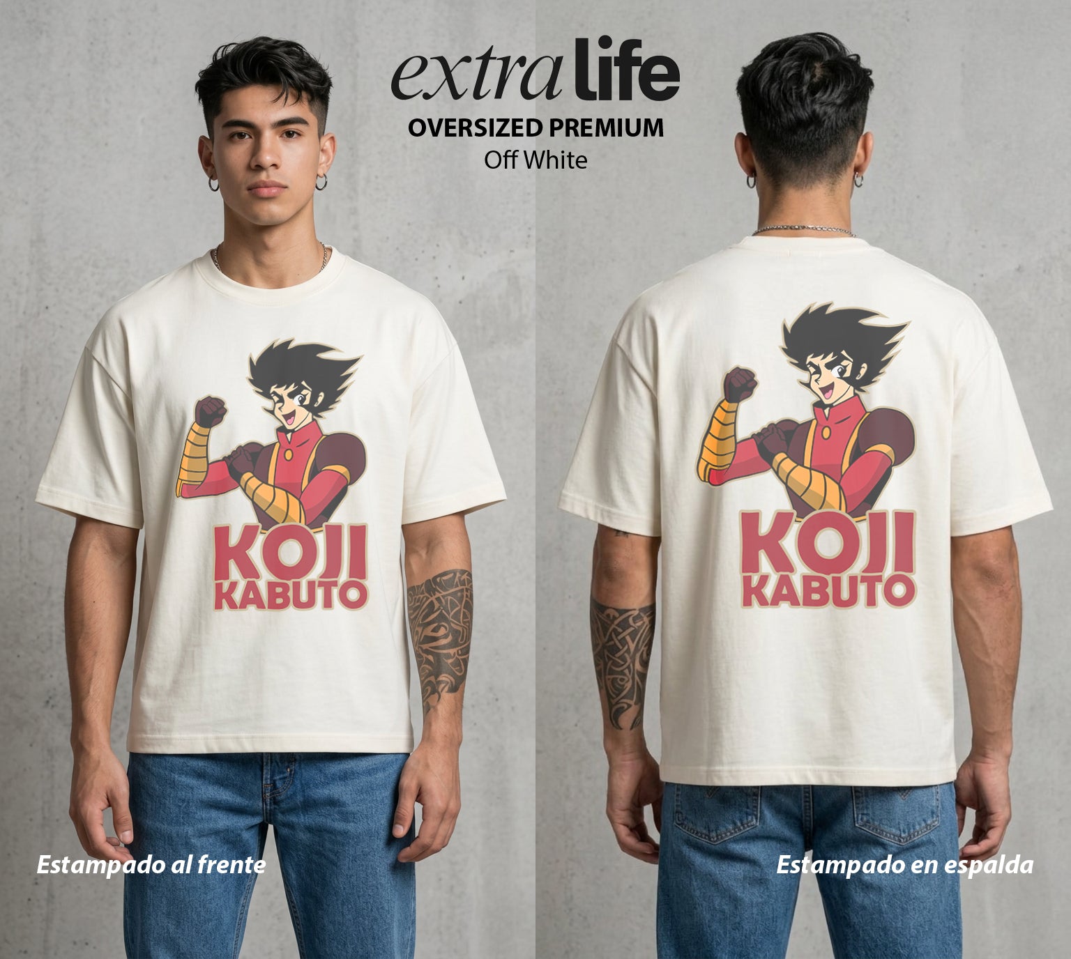 El Coloso de Acero | El Espía de la Serpiente #02371 - Playera Oversized Premium | Off White - Foto en modelo