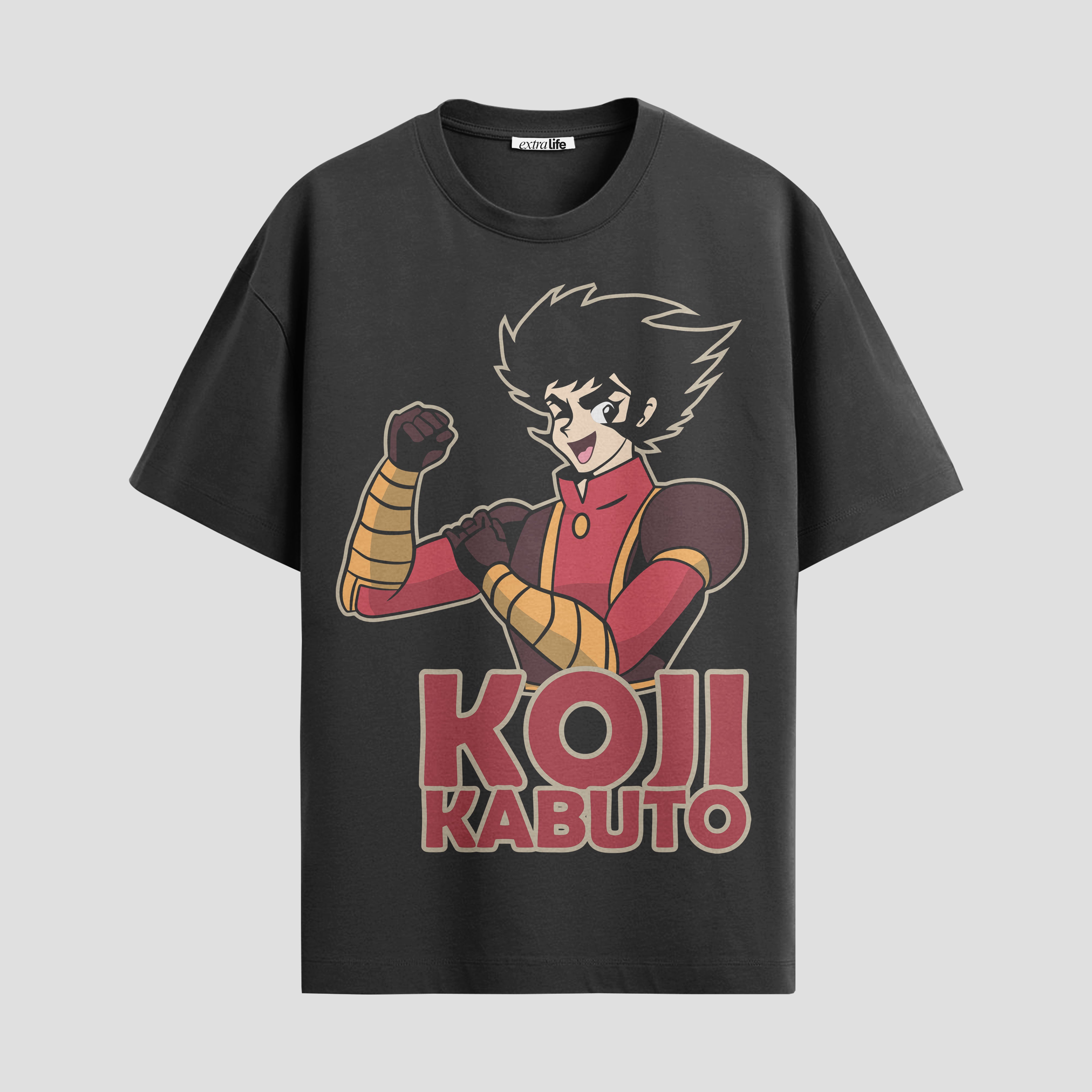 Playera urbana de anime y gaming ExtraLife MX, corte Standard Fit unisex ligero y transpirable en color Deep Black y Pure White, ropa de uso diario para gym y casual.