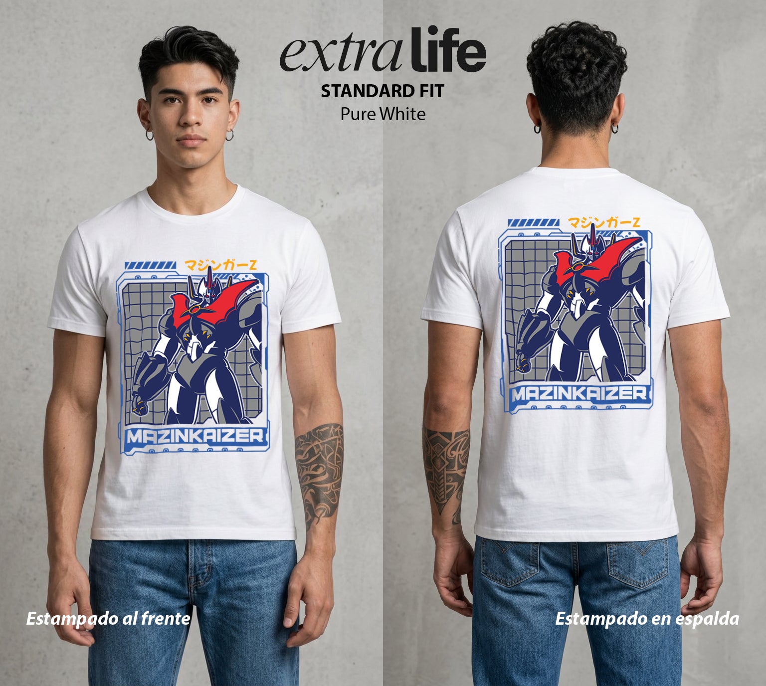 El Coloso de Acero | El Kaiser del Metal #02373 - Playera Standard Fit | Pure White - Foto en modelo