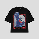 Playera streetwear premium de anime y gaming ExtraLife MX, corte oversized drop shoulder ligero y fresco en color Deep Black y Off-White, moda urbana mexicana de culto.