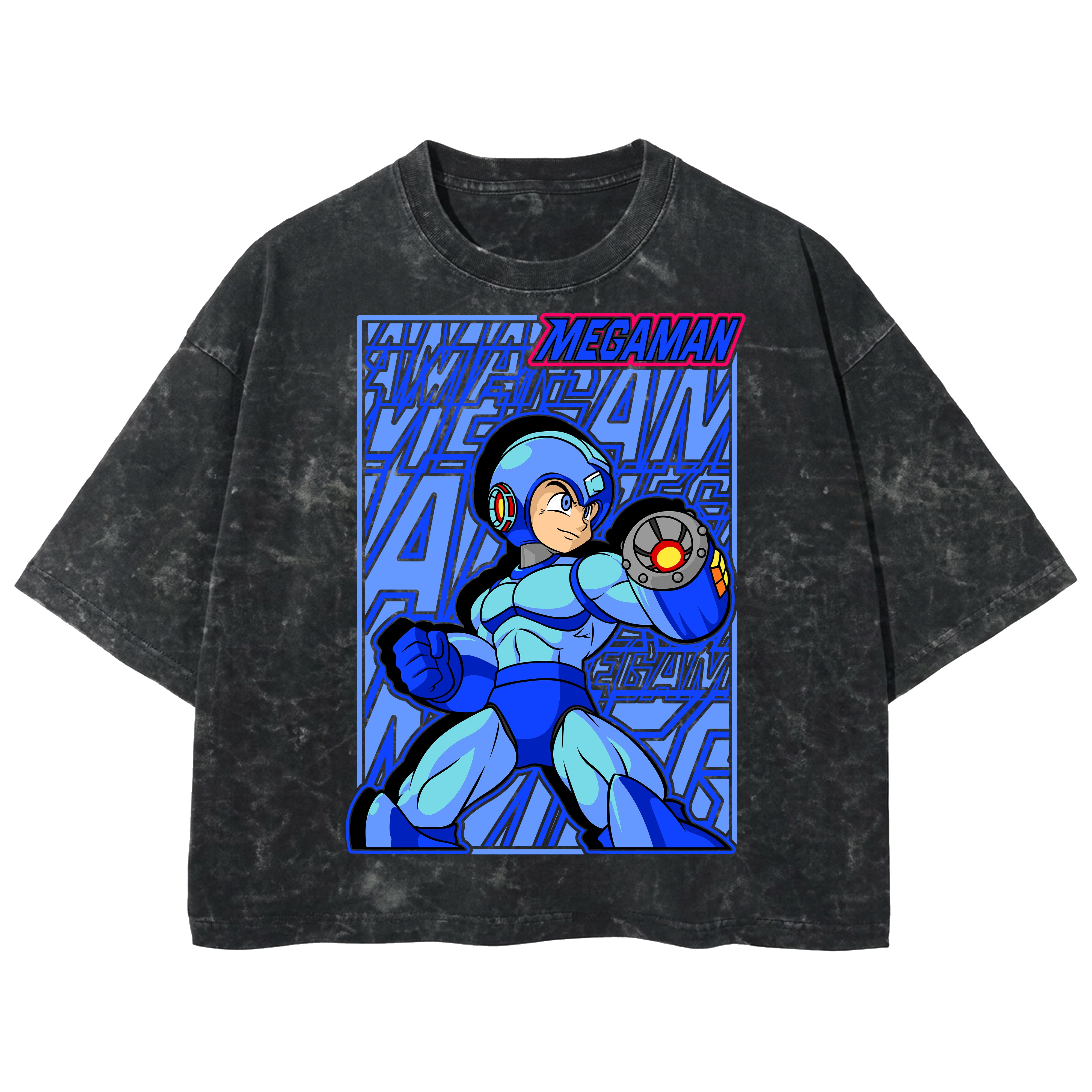 Playera streetwear premium de anime y gaming ExtraLife MX, corte boxy deluxe mineral wash heavyweight en color Acid Wash, moda urbana mexicana de culto.
