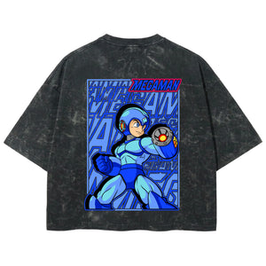 Playera streetwear premium de anime y gaming ExtraLife MX, corte boxy deluxe mineral wash heavyweight en color Acid Wash, moda urbana mexicana de culto.