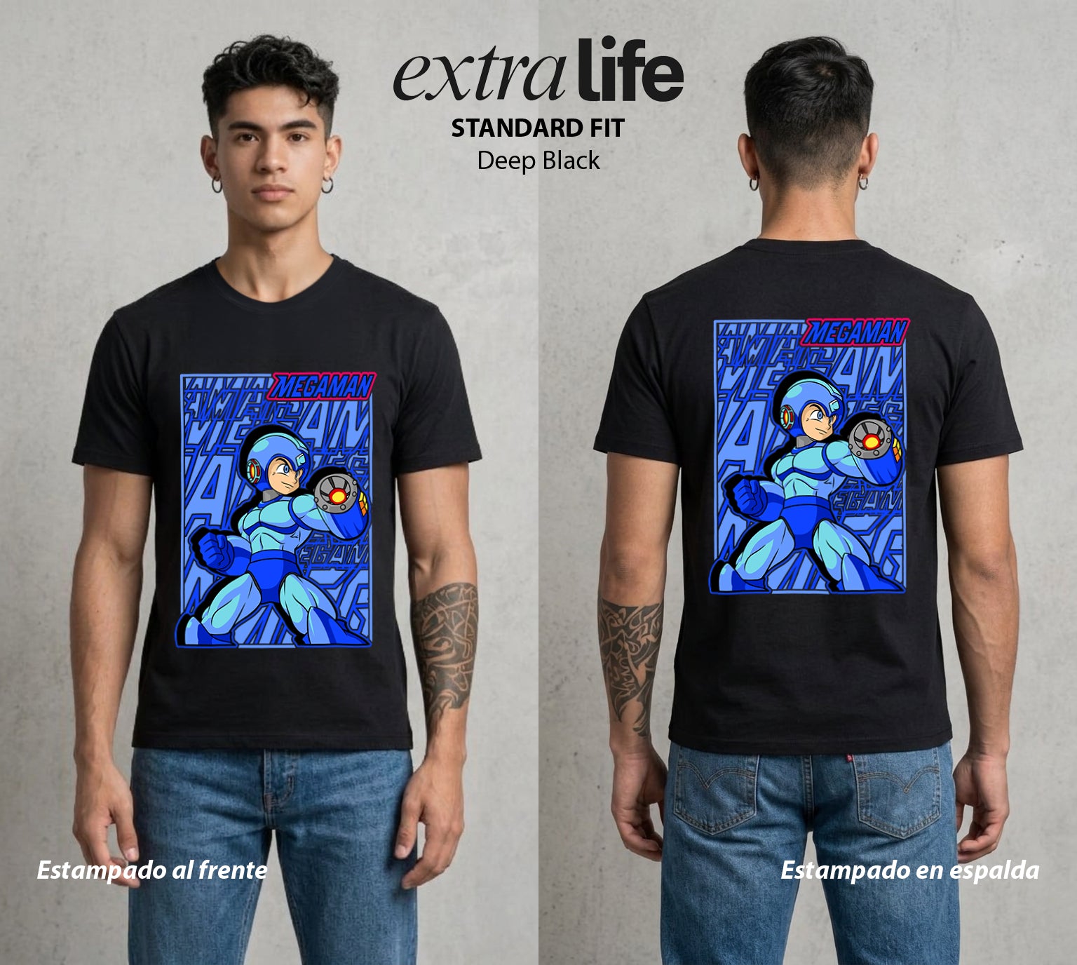 El Robot Azul | El Azul del Poder #02376 - Playera Standard Fit | Deep Black - Foto en modelo