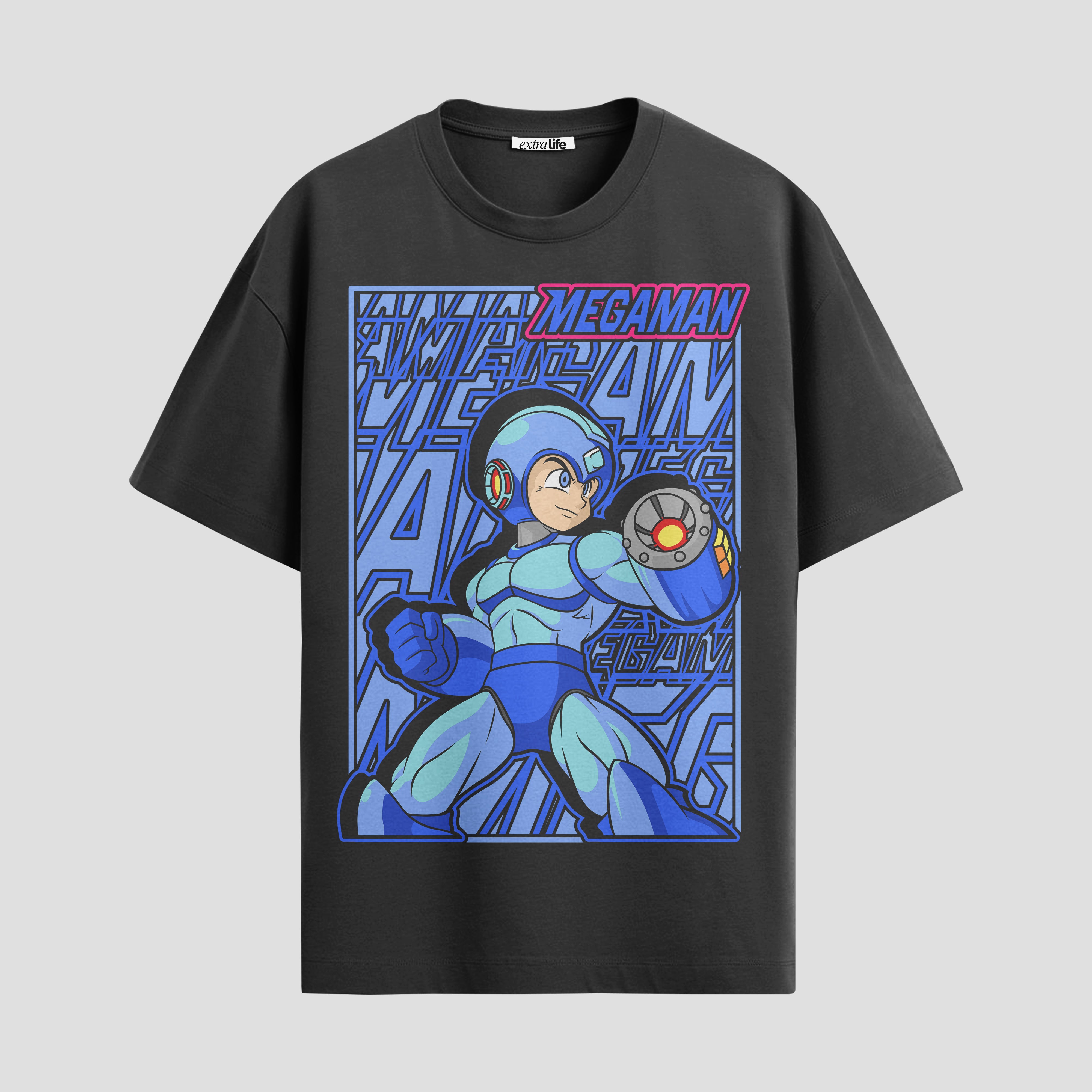 Playera urbana de anime y gaming ExtraLife MX, corte Standard Fit unisex ligero y transpirable en color Deep Black y Pure White, ropa de uso diario para gym y casual.