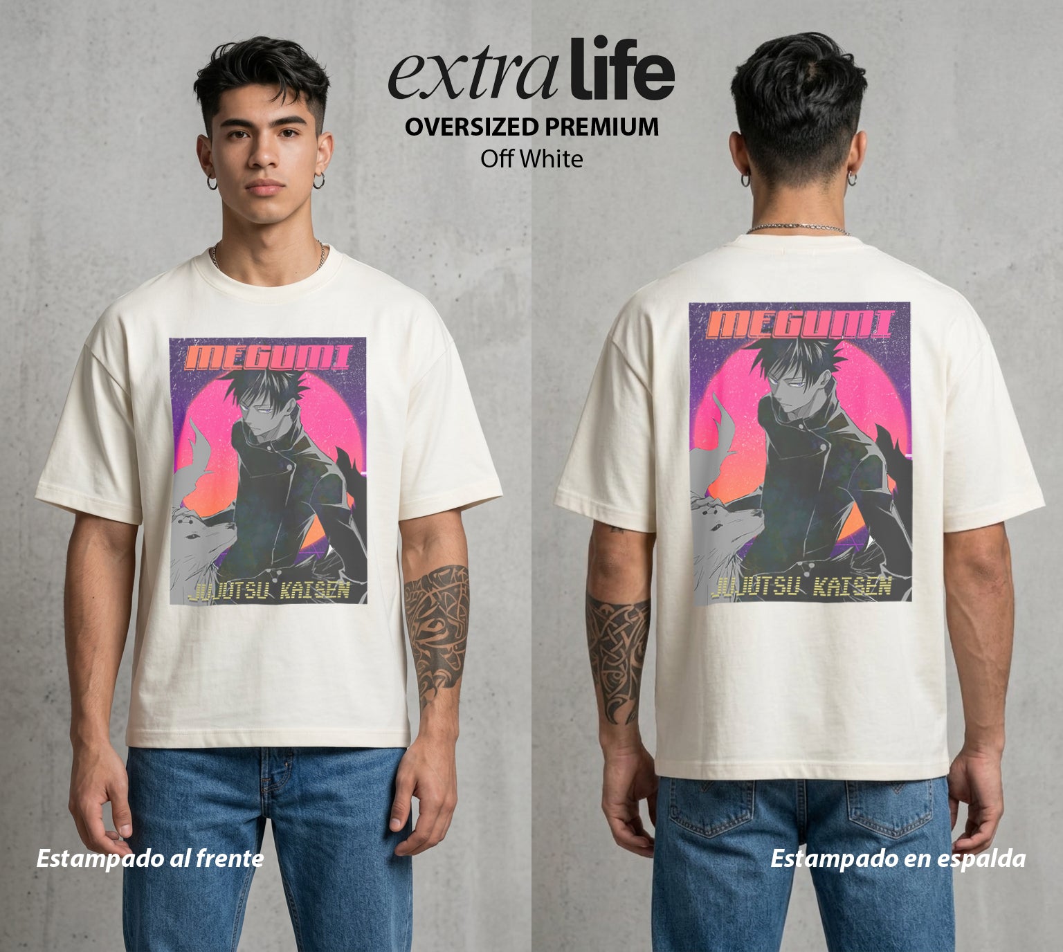 El Arte de las Maldiciones | Sombras Divinas #02383 - Playera Oversized Premium | Off White - Foto en modelo