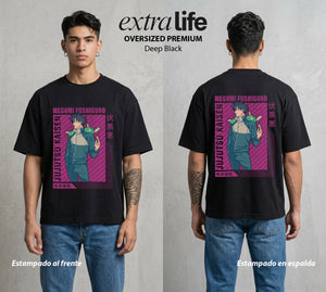 El Arte de las Maldiciones | El Invocador de Sombras #02385 - Playera Oversized Premium | Deep Black - Foto en modelo