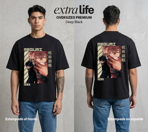 El Arte de las Maldiciones | Bestias del Oscuro #02389 - Playera Oversized Premium | Deep Black - Foto en modelo