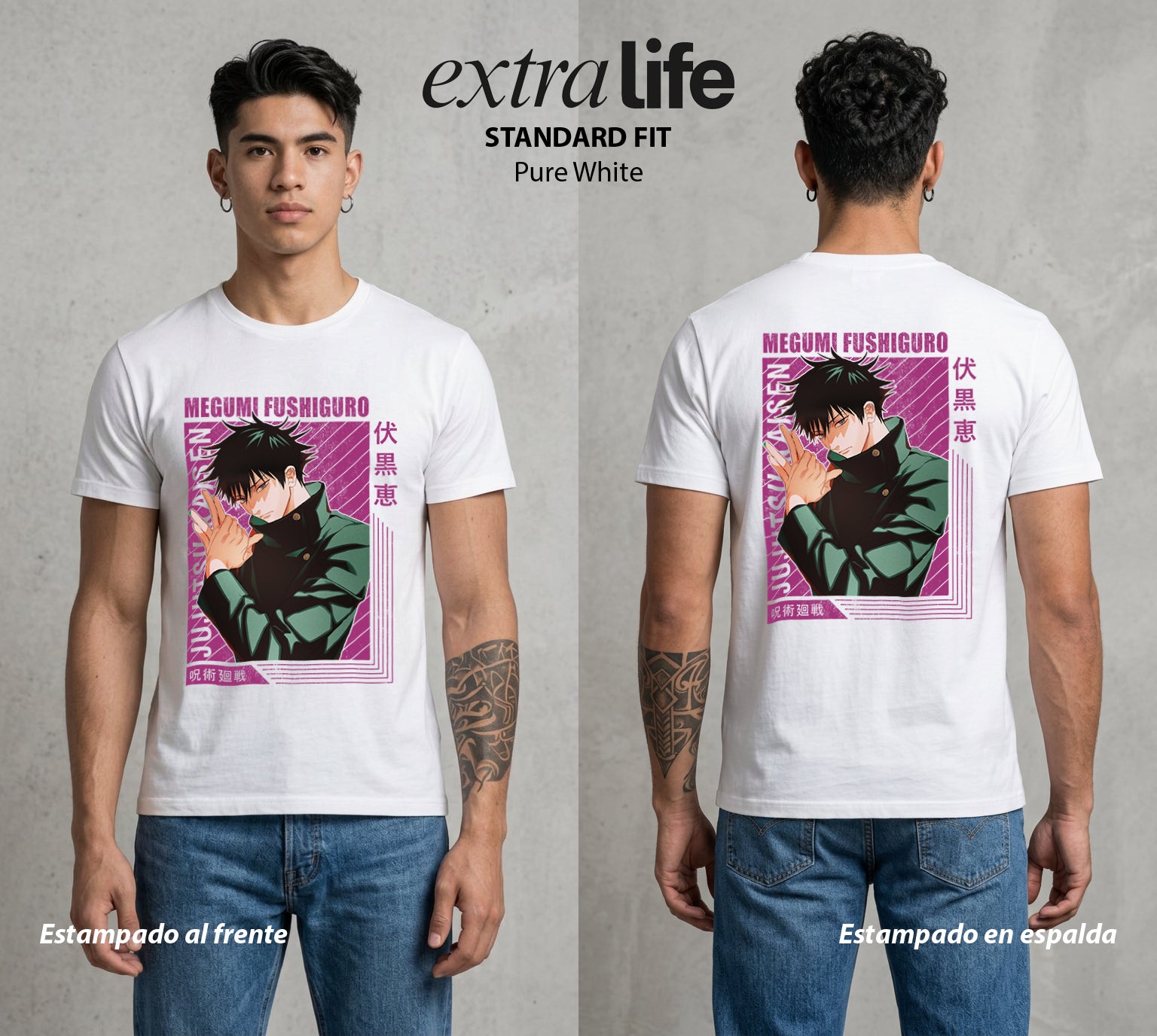 El Arte de las Maldiciones | Sombras Divinas #02391 - Playera Standard Fit | Pure White - Foto en modelo
