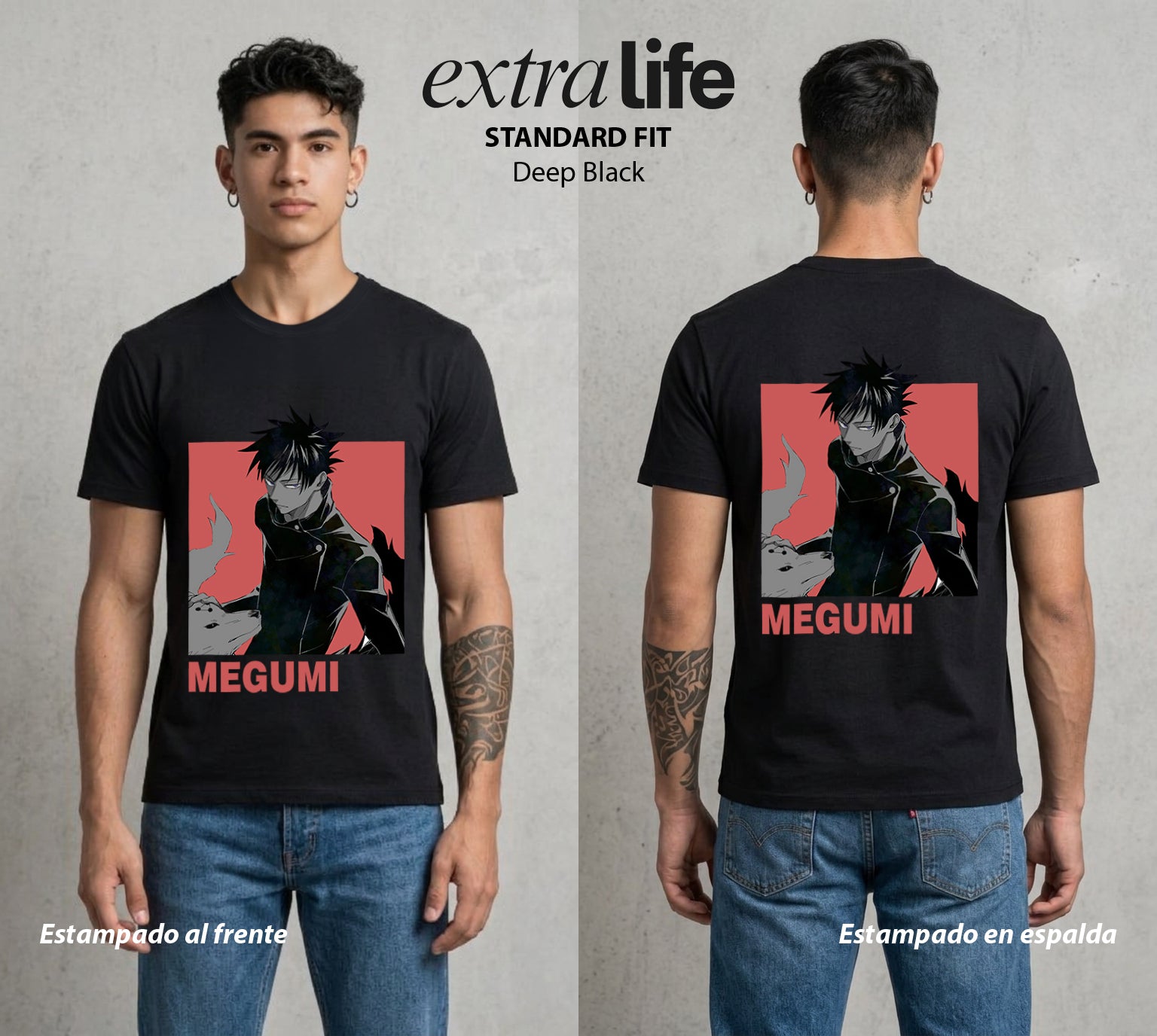 El Arte de las Maldiciones | Sombras y Bestias #02394 - Playera Standard Fit | Deep Black - Foto en modelo