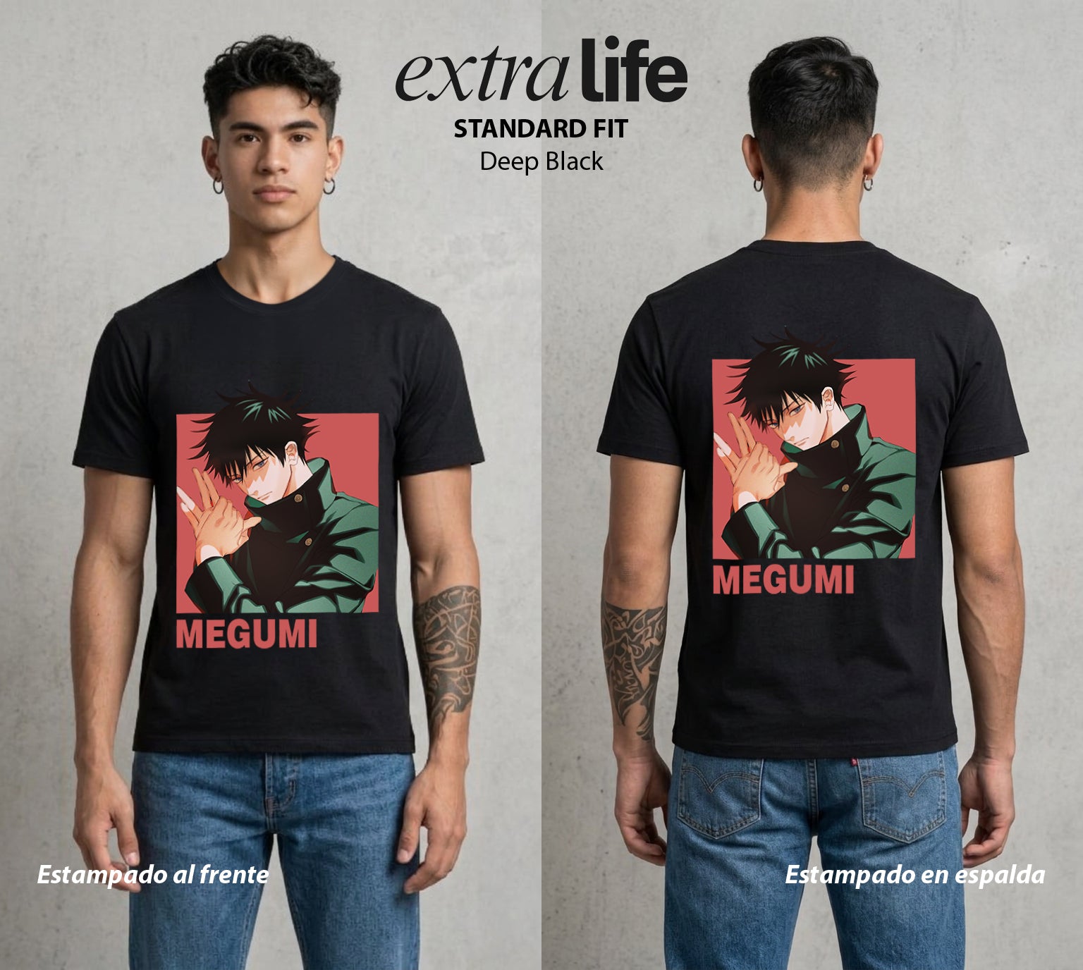El Arte de las Maldiciones | El Brujo de las Bestias #02396 - Playera Standard Fit | Deep Black - Foto en modelo