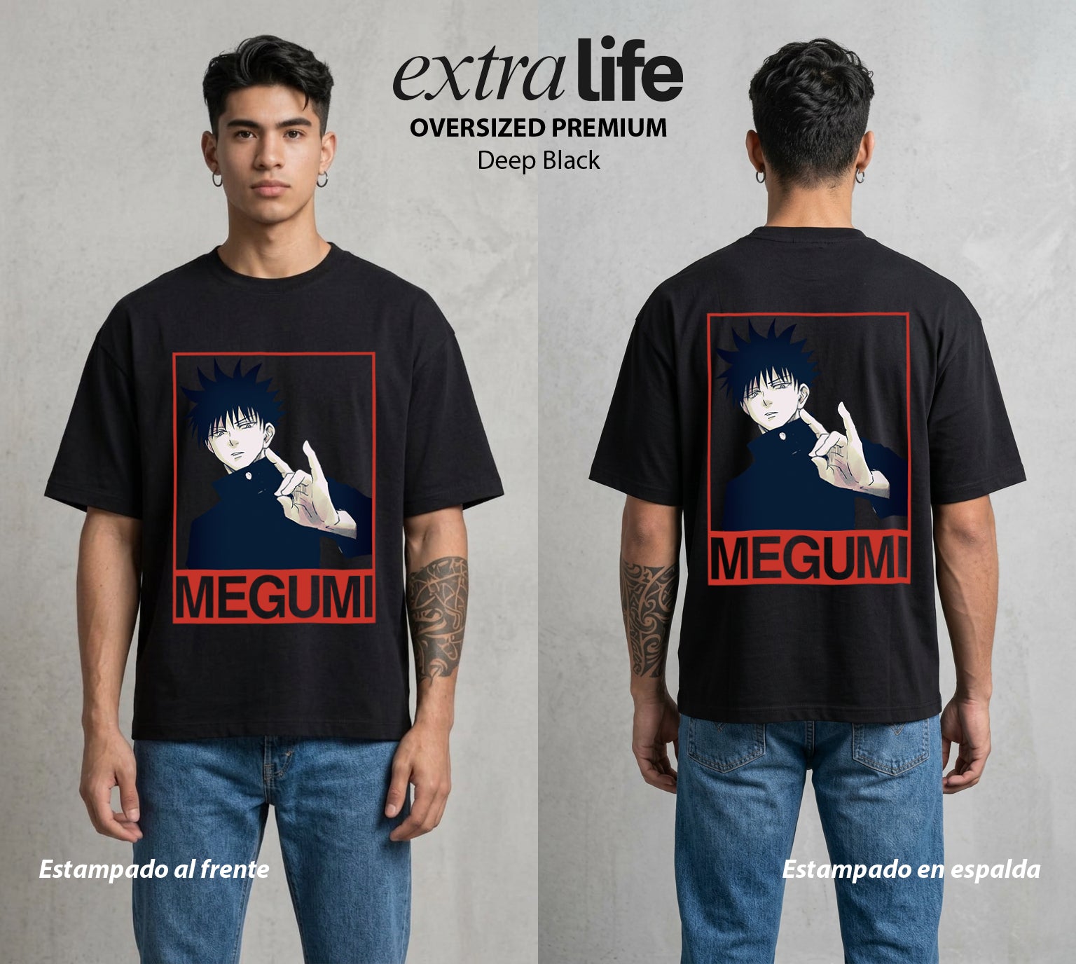 El Arte de las Maldiciones | El Invocador de Sombras #02401 - Playera Oversized Premium | Deep Black - Foto en modelo