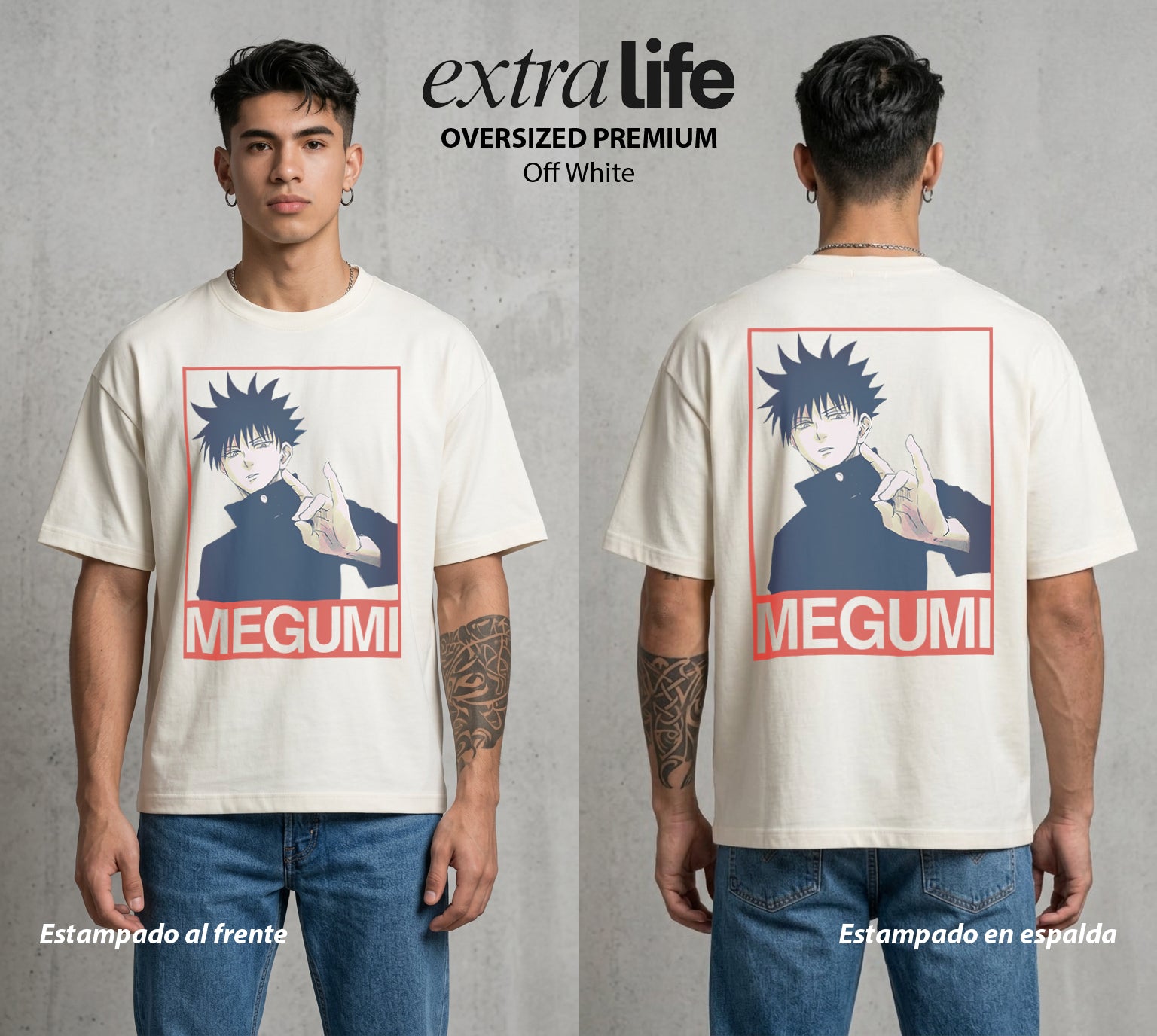 El Arte de las Maldiciones | El Invocador de Sombras #02401 - Playera Oversized Premium | Off White - Foto en modelo