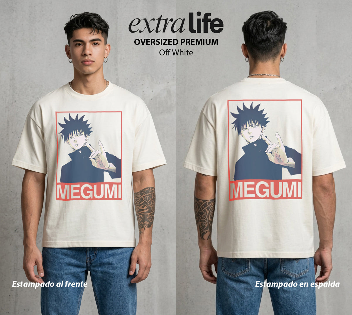 El Arte de las Maldiciones | El Invocador de Sombras #02401 - Playera Oversized Premium | Off White - Foto en modelo