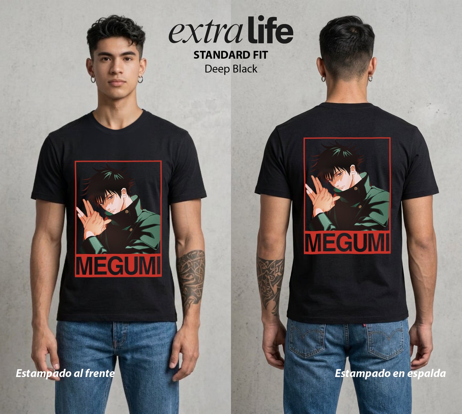 El Arte de las Maldiciones | Sombras y Bestias #02402 - Playera Standard Fit | Deep Black - Foto en modelo