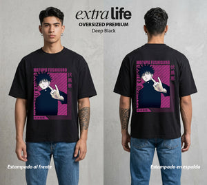 El Arte de las Maldiciones | El Brujo de las Bestias #02404 - Playera Oversized Premium | Deep Black - Foto en modelo