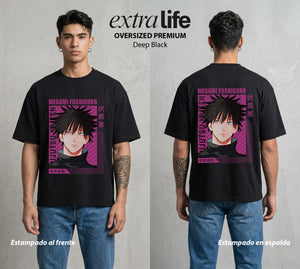 El Arte de las Maldiciones | Bestias del Oscuro #02405 - Playera Oversized Premium | Deep Black - Foto en modelo