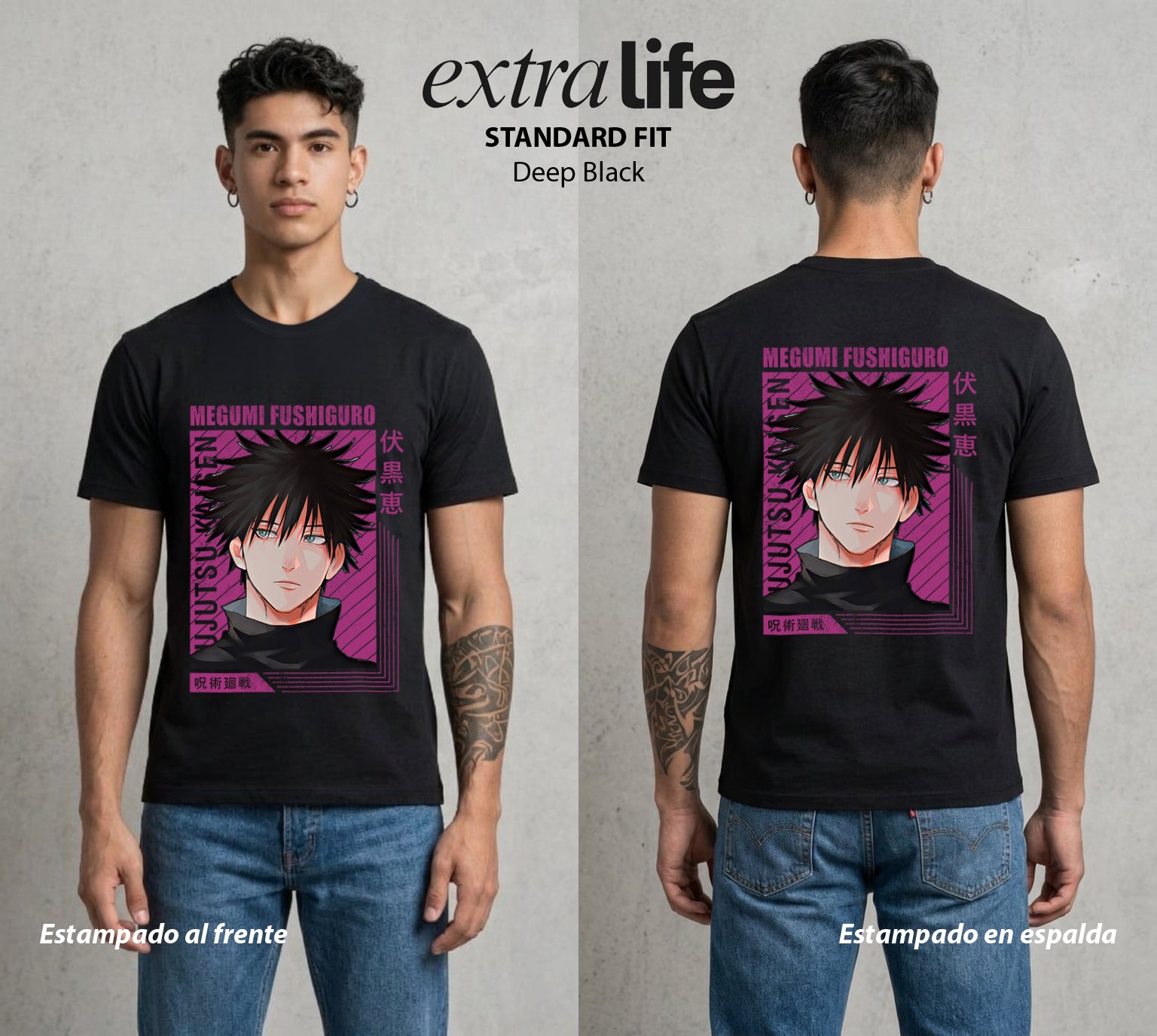 El Arte de las Maldiciones | Bestias del Oscuro #02405 - Playera Standard Fit | Deep Black - Foto en modelo