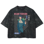 Playera streetwear premium de anime y gaming ExtraLife MX, corte boxy deluxe mineral wash heavyweight en color Acid Wash, moda urbana mexicana de culto.