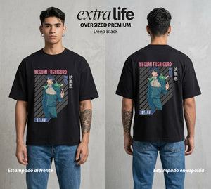 El Arte de las Maldiciones | El Heredero de las Sombras #02406 - Playera Oversized Premium | Deep Black - Foto en modelo