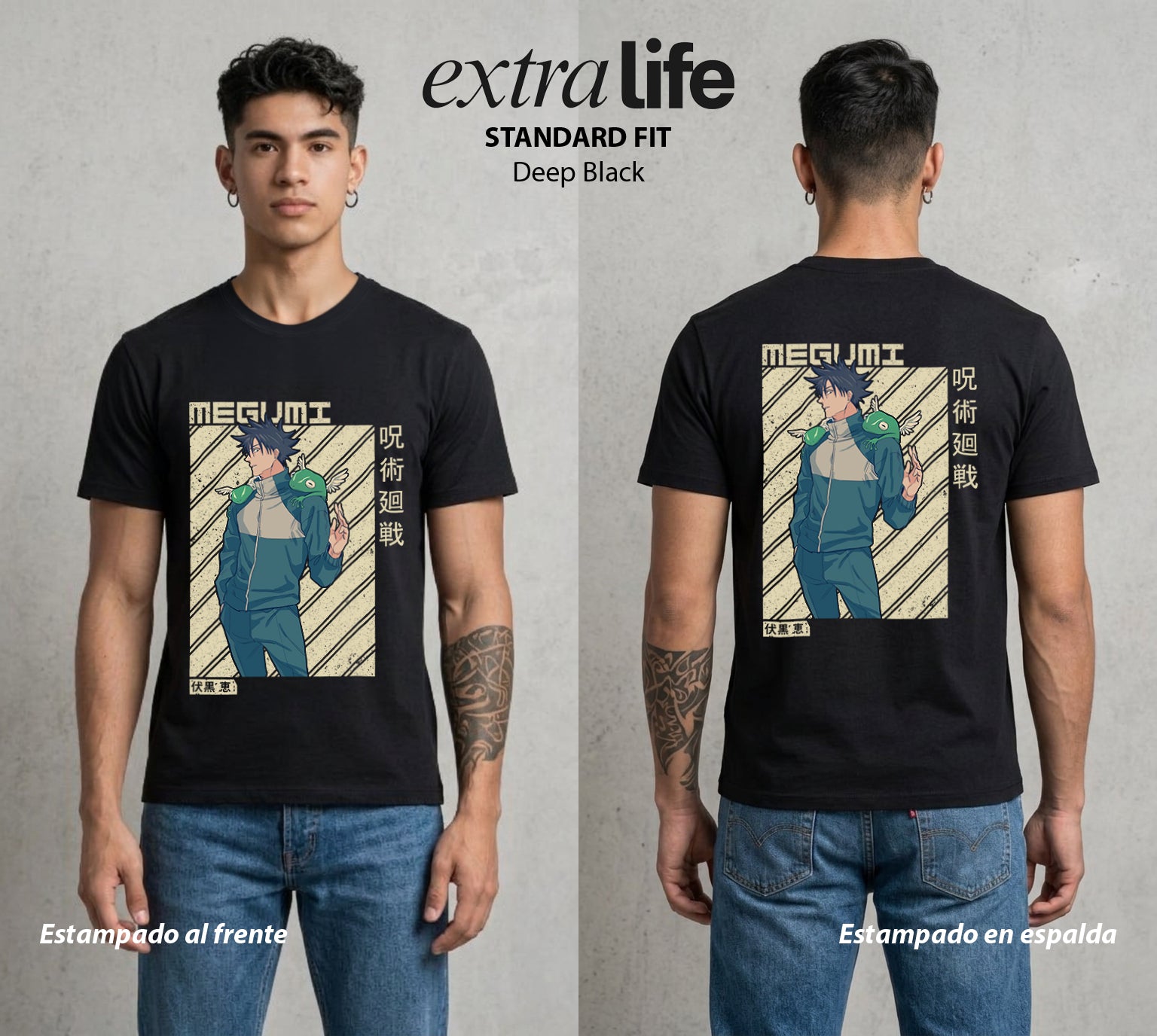 El Arte de las Maldiciones | El Fushiguro del Clan #02408 - Playera Standard Fit | Deep Black - Foto en modelo