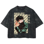 Playera streetwear premium de anime y gaming ExtraLife MX, corte boxy deluxe mineral wash heavyweight en color Acid Wash, moda urbana mexicana de culto.
