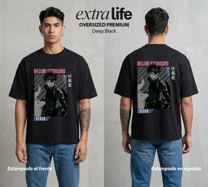 El Arte de las Maldiciones | Las Diez Sombras #02411 - Playera Oversized Premium | Deep Black - Foto en modelo