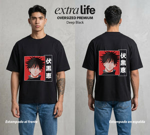 El Arte de las Maldiciones | El Heredero de las Sombras #02414 - Playera Oversized Premium | Deep Black - Foto en modelo