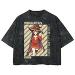 Playera streetwear premium de anime y gaming ExtraLife MX, corte boxy deluxe mineral wash heavyweight en color Acid Wash, moda urbana mexicana de culto.