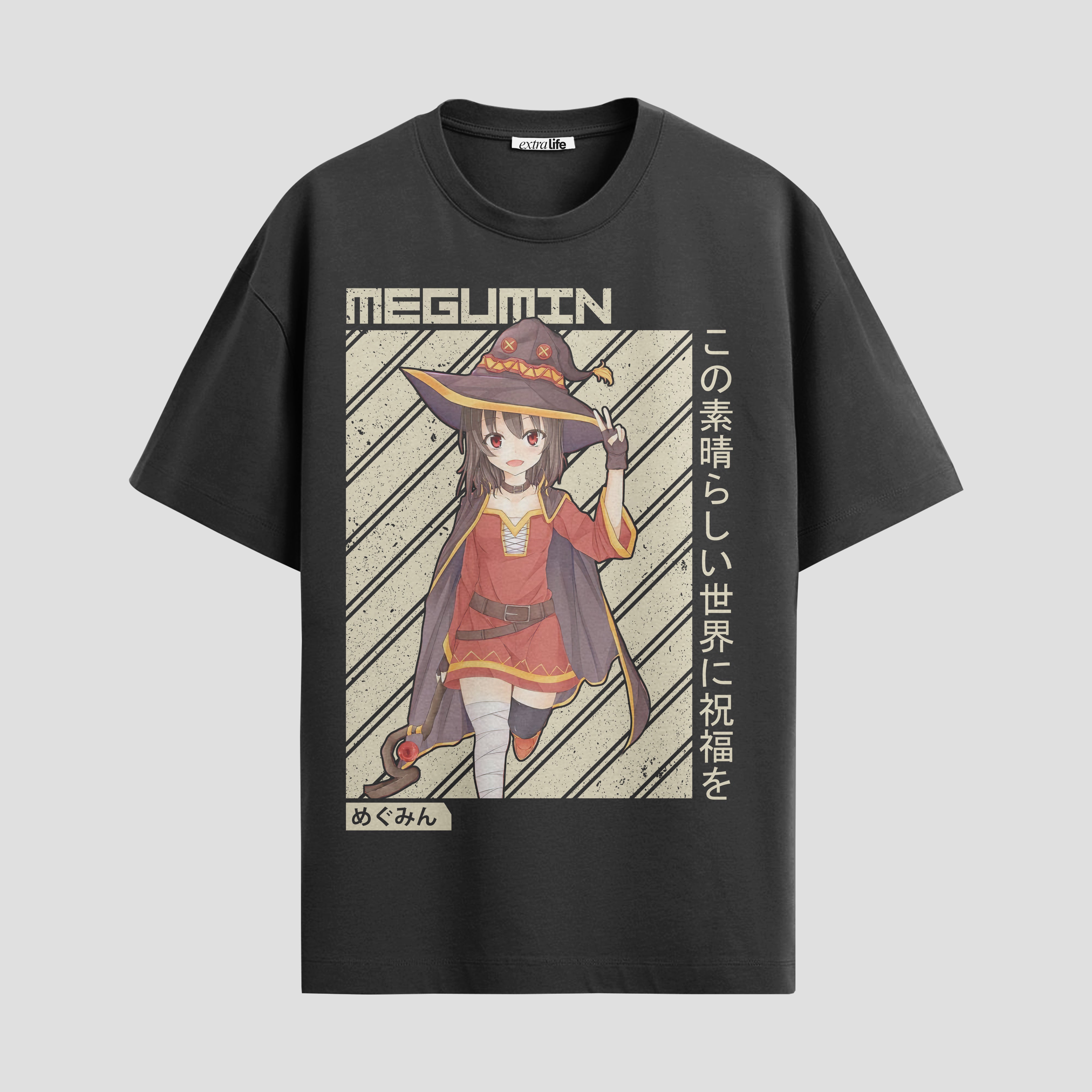Playera urbana de anime y gaming ExtraLife MX, corte Standard Fit unisex ligero y transpirable en color Deep Black y Pure White, ropa de uso diario para gym y casual.