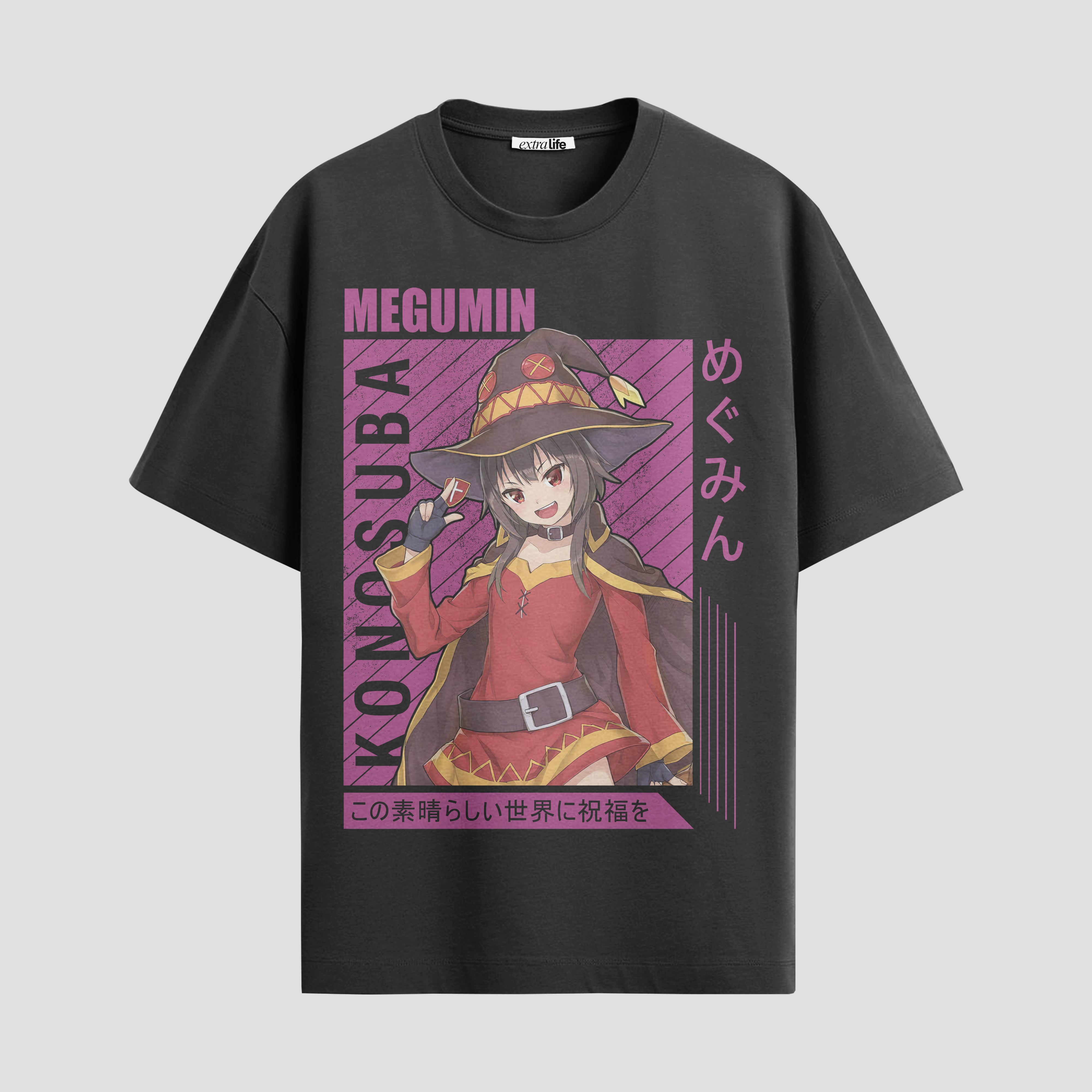 Playera urbana de anime y gaming ExtraLife MX, corte Standard Fit unisex ligero y transpirable en color Deep Black y Pure White, ropa de uso diario para gym y casual.