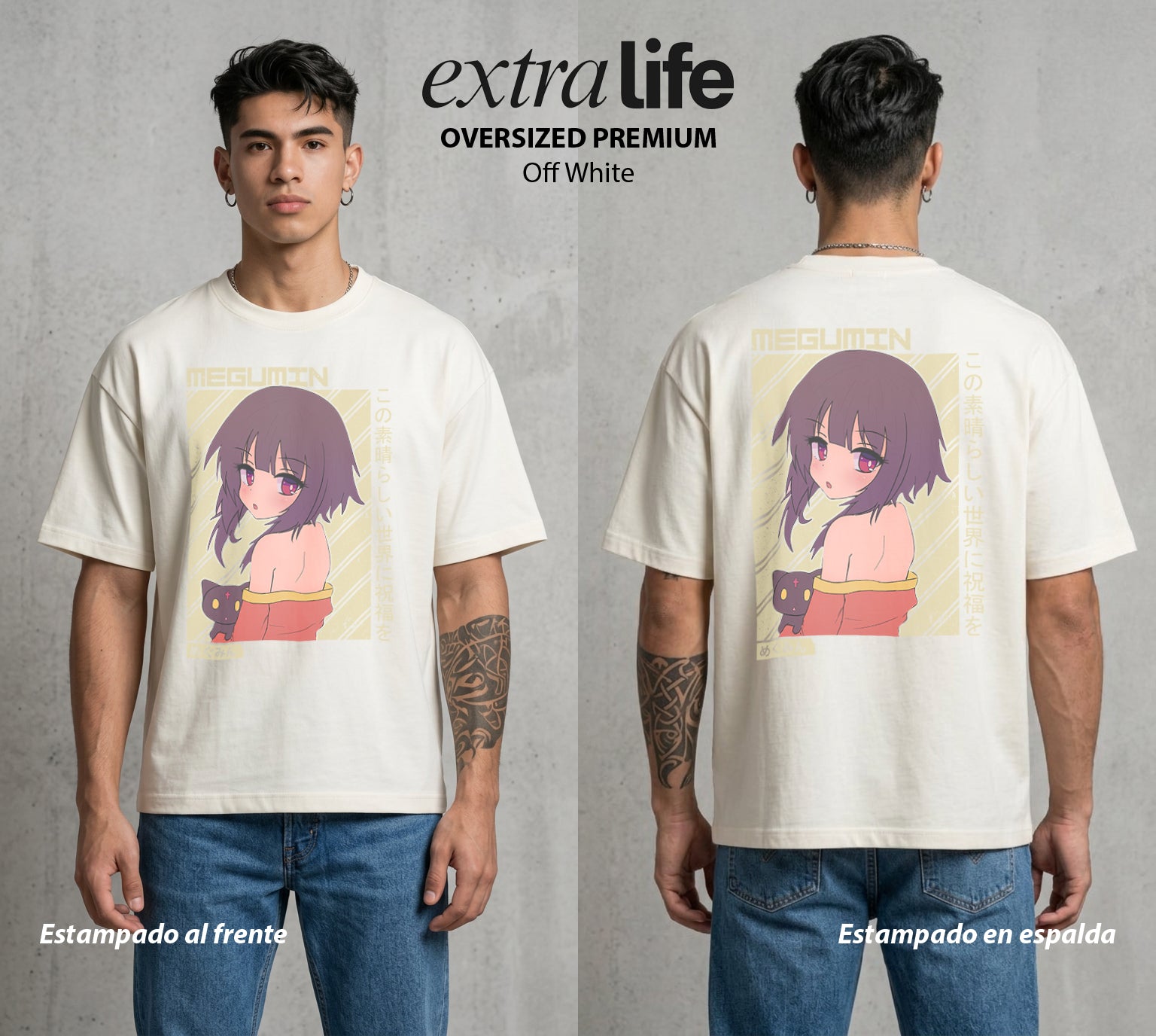 La Otra Vida del Heroe | La Maga del Boom #02419 - Playera Oversized Premium | Off White - Foto en modelo