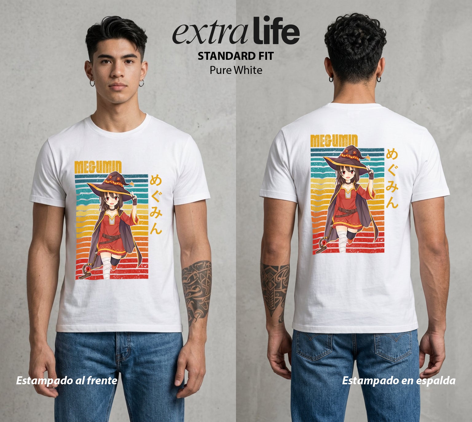 La Otra Vida del Heroe | La Unica Magia del Mundo #02420 - Playera Standard Fit | Pure White - Foto en modelo