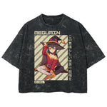 Playera streetwear premium de anime y gaming ExtraLife MX, corte boxy deluxe mineral wash heavyweight en color Acid Wash, moda urbana mexicana de culto.