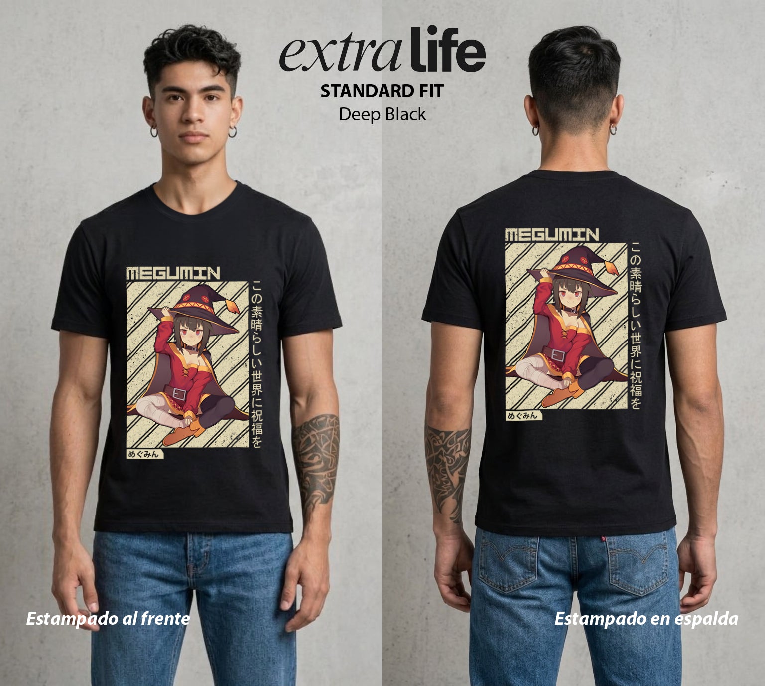 La Otra Vida del Heroe | La Explosion del Bien #02422 - Playera Standard Fit | Deep Black - Foto en modelo