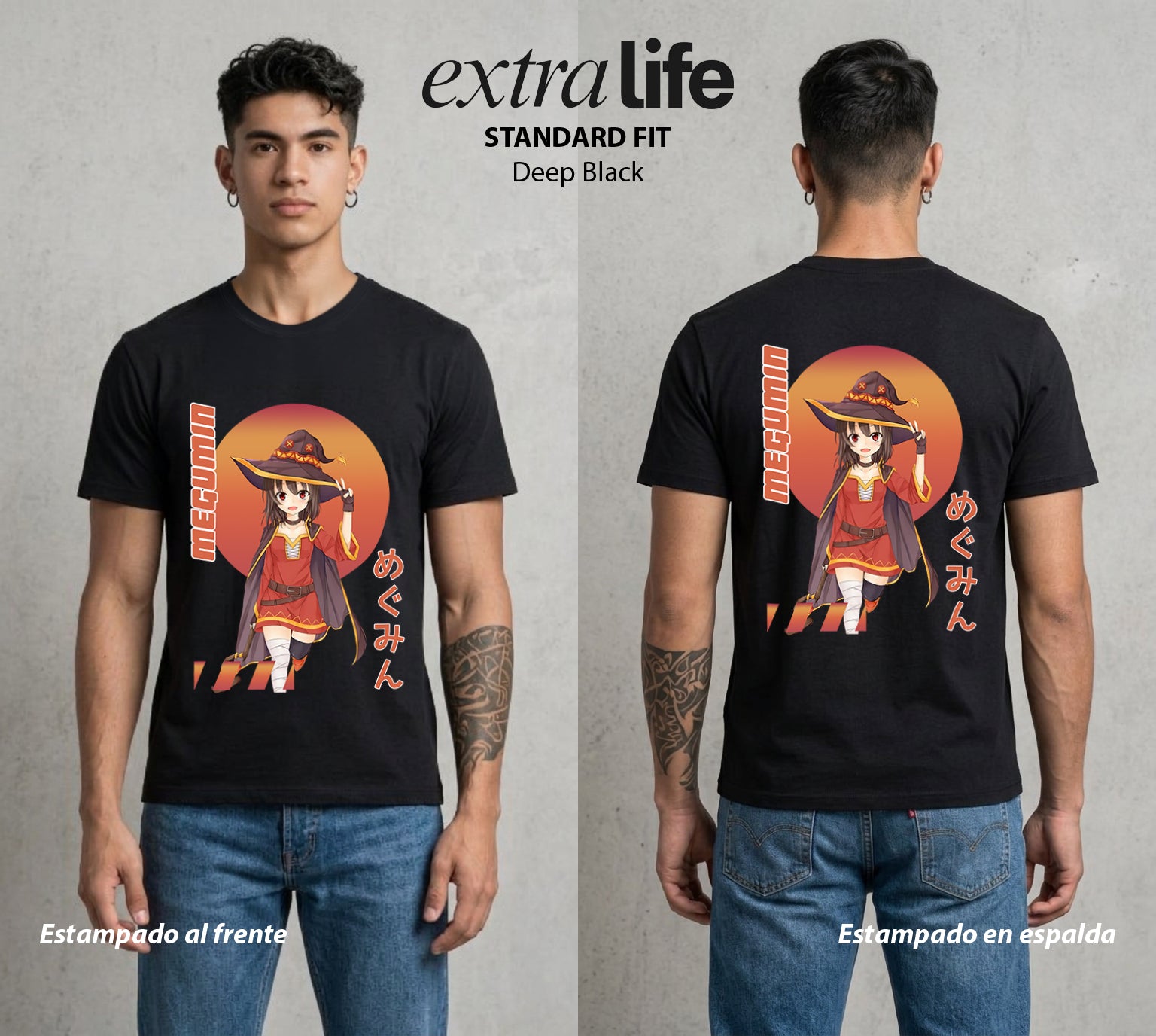 La Otra Vida del Heroe | El Boom del Bien #02424 - Playera Standard Fit | Deep Black - Foto en modelo