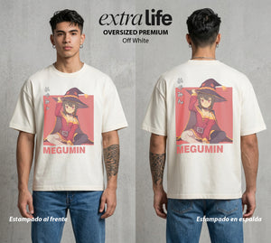 La Otra Vida del Heroe | La Unica Magia del Mundo #02425 - Playera Oversized Premium | Off White - Foto en modelo