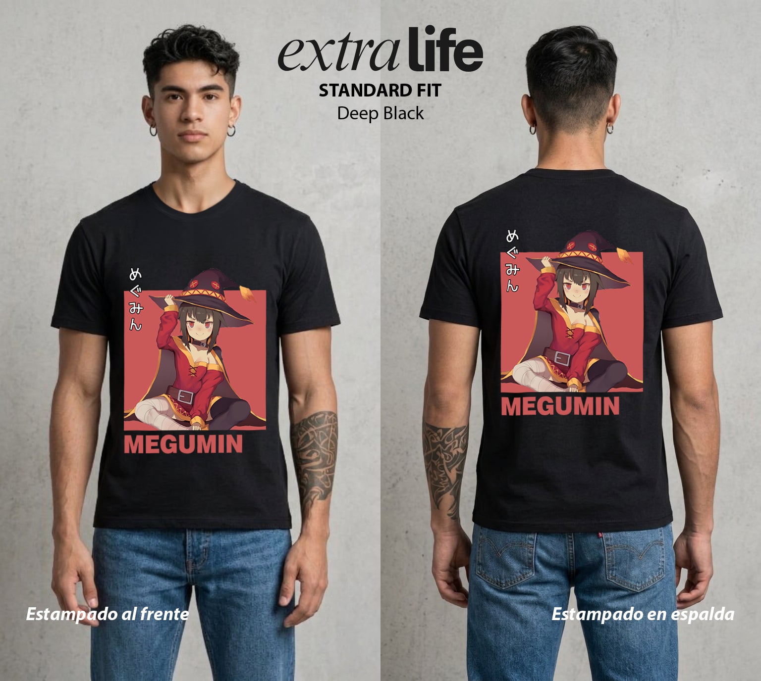 La Otra Vida del Heroe | La Unica Magia del Mundo #02425 - Playera Standard Fit | Deep Black - Foto en modelo