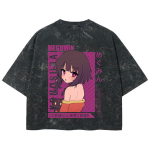 Playera streetwear premium de anime y gaming ExtraLife MX, corte boxy deluxe mineral wash heavyweight en color Acid Wash, moda urbana mexicana de culto.
