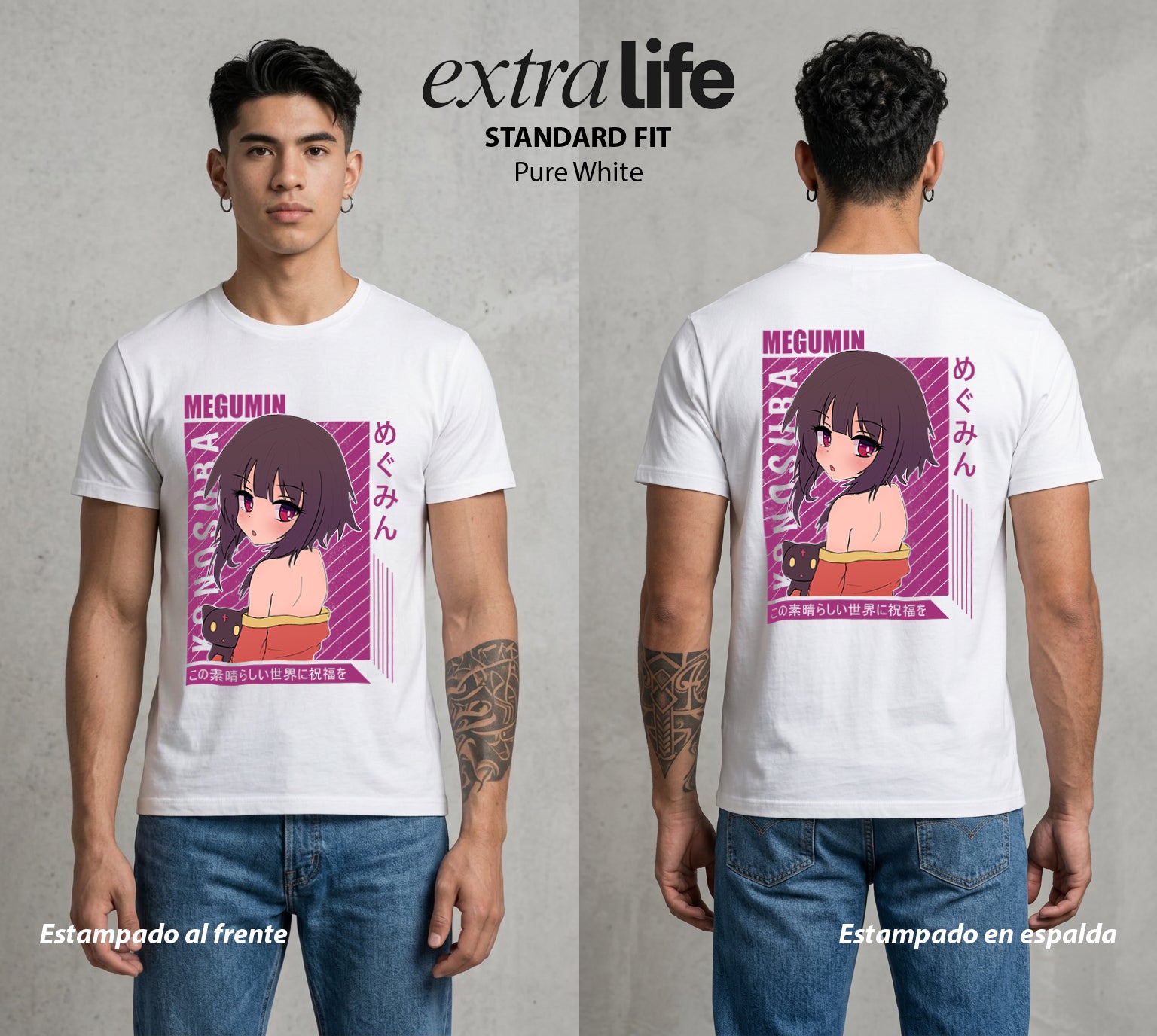 La Otra Vida del Heroe | La Explosion del Bien #02427 - Playera Standard Fit | Pure White - Foto en modelo