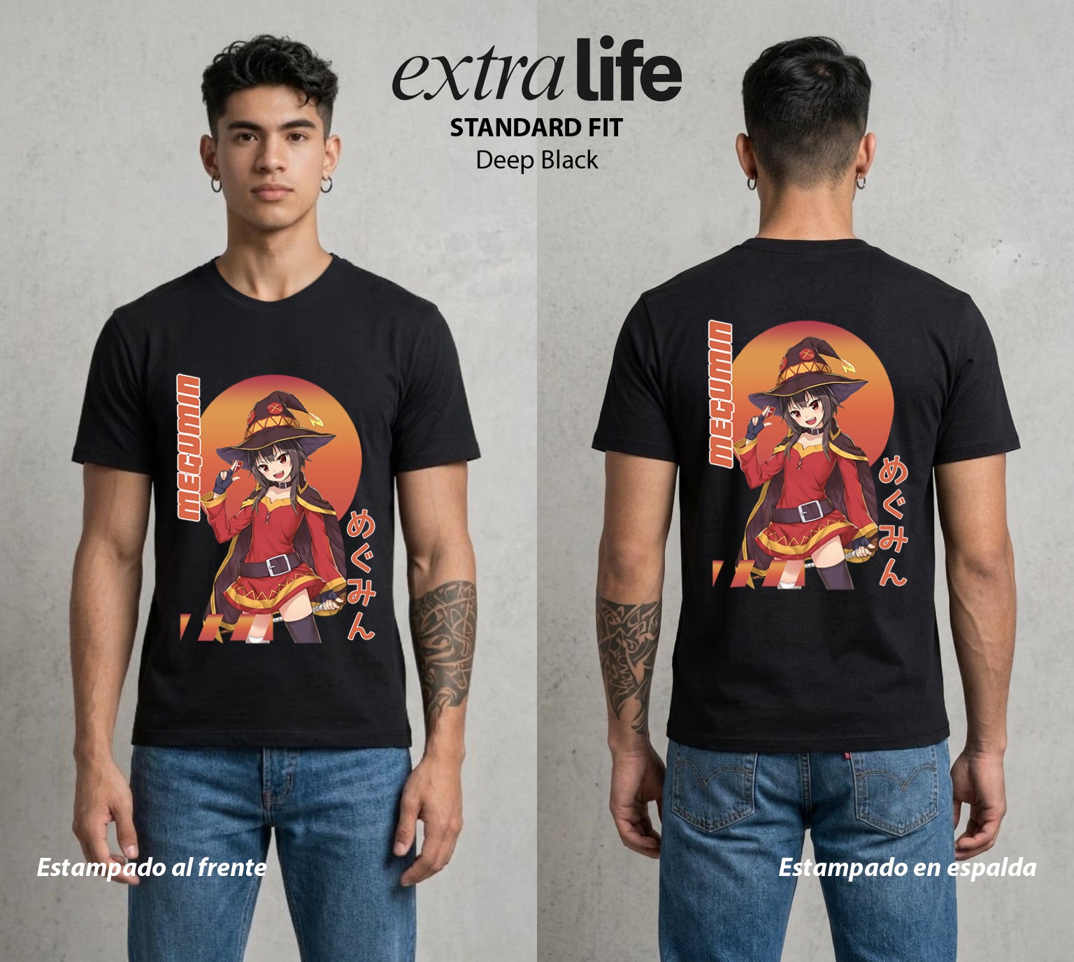 La Otra Vida del Heroe | La Explosion del Bien #02429 - Playera Standard Fit | Deep Black - Foto en modelo