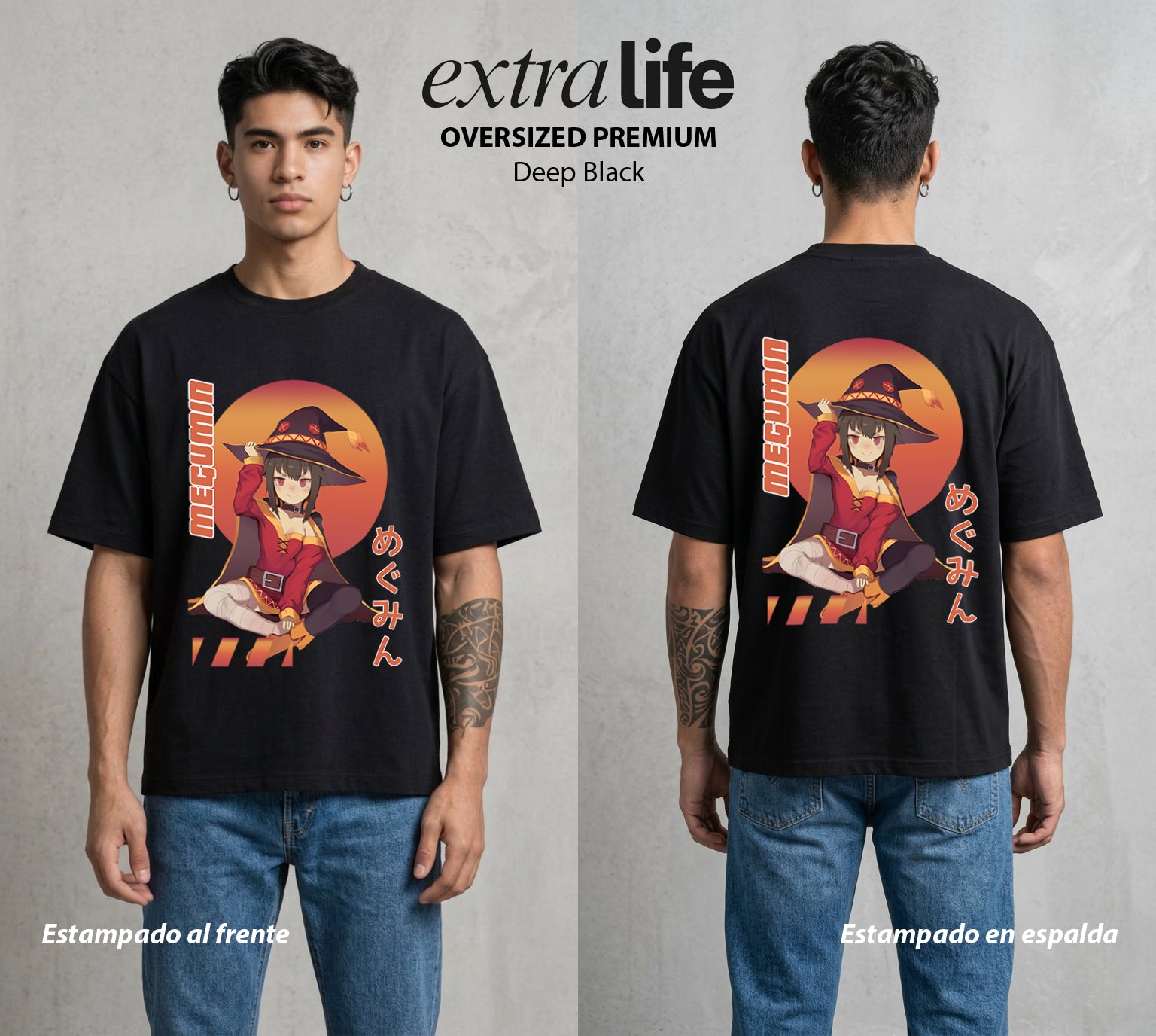 La Otra Vida del Heroe | La Maga sin Limite #02430 - Playera Oversized Premium | Deep Black - Foto en modelo