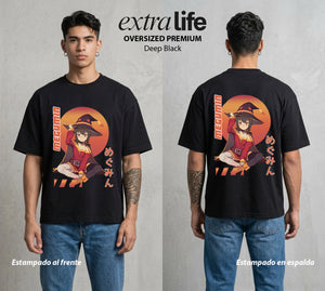 La Otra Vida del Heroe | La Maga sin Limite #02430 - Playera Oversized Premium | Deep Black - Foto en modelo